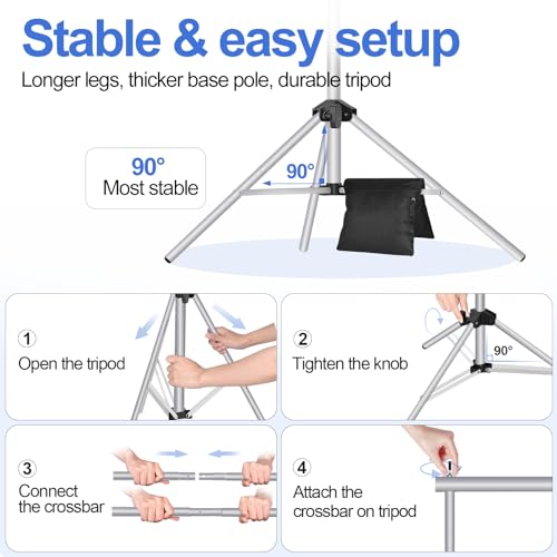 EMART Backdrop Stand Photo Studio Adjustable Background Stand Support Kit with Crossbars, Backdrop Clamps, Sandbags and Carrying Bag for Parties Events Decoration - Image 6