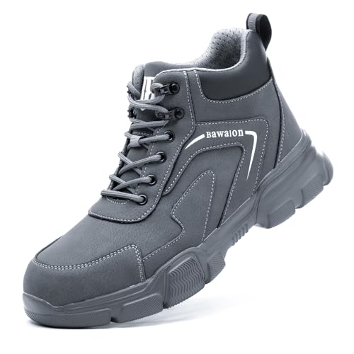 Image of Nasogetch Waterproof Work Boots for Men Women Steel Toe Boots Lightweight Indestructible Slip Resistant Construction Safety Boots