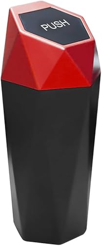 Basurero para automóvil con tapa, diseño de diamante, pequeño cubo de basura portátil, impermeable y a prueba de fugas, accesorios universales para