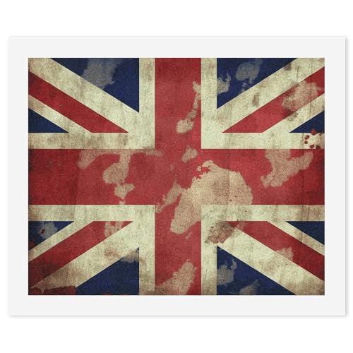Peinture numérique Union Jack vintage avec numéros pour adulte et kit peinture à l'huile de lin