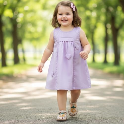 Image of WUIWUIYU Toddlers Little Girls T-Strap Hook&Loop Dress Strawberry Summer Shoes Closed Toe Carrot Sandals