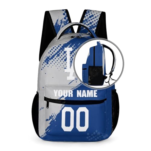 Custom School Backpack High Capacity Student Bag Baseball City Gifts for Kids Backpack Men Women, Add Name & Number