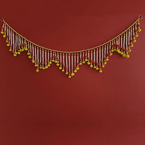 Image of Handmade Door Hanging Moti Latkan Style Bandarwal Toran (TMS-01) -Diwali New Year Inauguration Wedding Festival Home Decor Pooja (40 Inch X 6 Inch), Multicolor