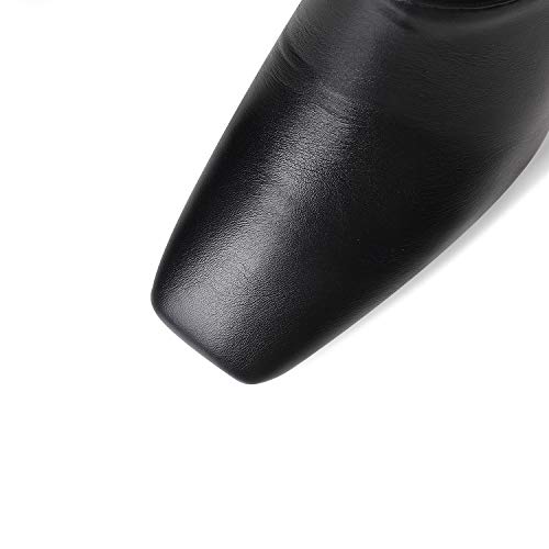 Lehoor Women Knee High Chunky Heel Boots Matte Leather Square Closed Toe Slip On High Heeled Dress Shoes Sexy Trendy For Ladies Black 8.5 M Us #TOP1