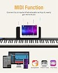 KONIX clavier pliable pour piano, 88 Key Full Size semi-pondéré Piano clavier, Bluetooth Portable Piano de clavier électronique avec support de partition, Sustain Pedal et sac de piano, noir