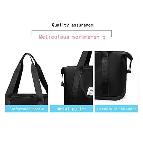 Waterproof Expandable Travel Duffel Bag, Sports Tote Gym Bag, Shoulder Weekender Carry On Overnight Bag For Women