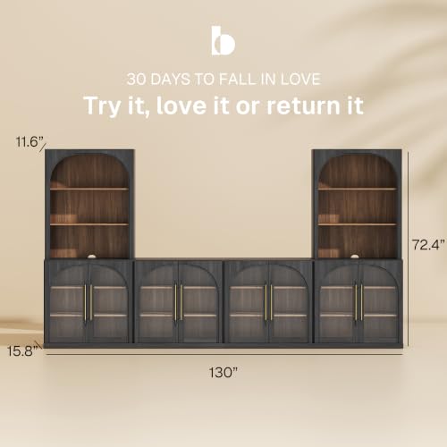 Image of BELLEZE Jagger 130 inch Wall Unit 5-Piece Modular TV Stand - Ebony