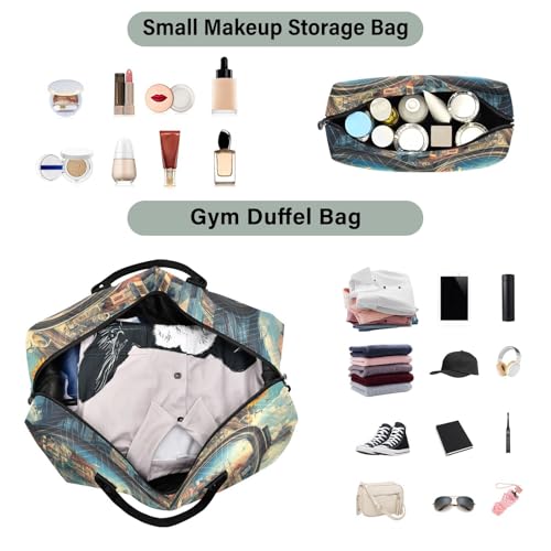 Woman World Surreal Travel Duffel Bag, Gym Bags with Multiple Interior Pockets for Men Women Toiletry Purse Included 20.5”x 1.9” x 13.8”4