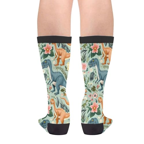 YISHOW Flowers Dinosaurs Socks Gifts For Men Women Funny Novelty Dress Socks
