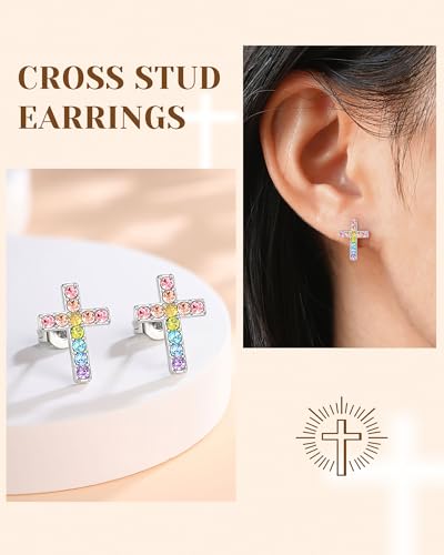 UPROMI Cross Earrings Confirmation Catholic Christian Religious Christmas Birthday Gifts for Teens Tween Teenager2