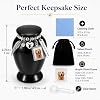 Urna Funeraria para Mascotas Pequeñas - Set de 8 Piezas de Aluminio Negro con Marco para Foto, Alas de Ángel y Dije de Corazón, Tapa Hermética - Regalo de Condolencias para Dueños de Mascotas 4