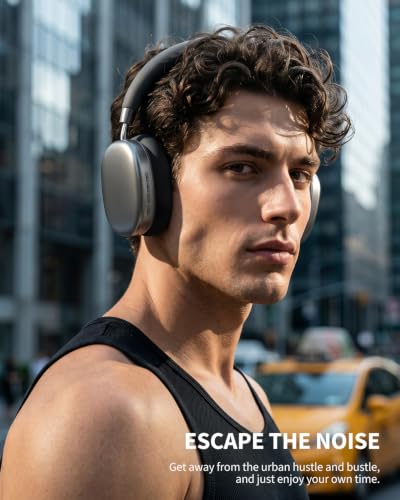 Wentronic YG01 Wireless Over-Ear Headphones, Active Noise Cancelling, Up to 58H Battery Life, Bluetooth 5.3, Great for Travel & Office, USB-C Lossless Audio, Microphone for iPhone Android - Black - Image 6