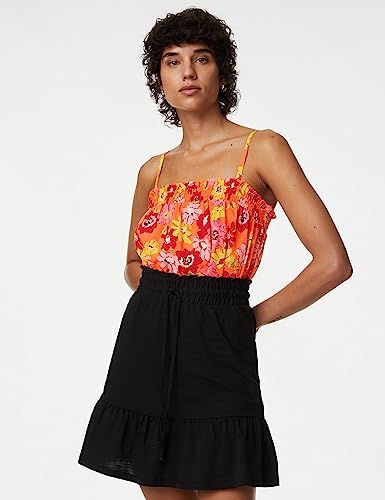 Image of Marks & Spencer Pure Cotton Printed Smocked Detail Cami Top