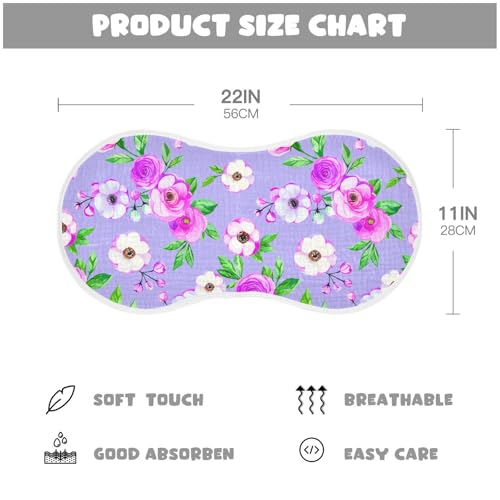 Pink Watercolor Blooms Muslin Baby Burp Cloths - Super Absorbent and Soft Burping Rags - Cotton Burp Clothes Set for Boys and Girls, 4 Pack2