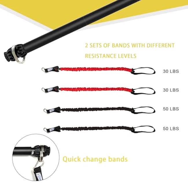Resistance Band Bar, Portable Pilates Bar with Resistance Bands Home Gym Workouts Stick Squat Yoga Pilates Flexbands Kit for Full Body Shaping