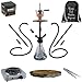 Produktbild Amy Deluxe Shisha Set komplett 2 Anschlüsse 2 Schläuche Wasserpfeife schwarz (Black Powder) 50cm Kohle Anzünder Kamin Tabakkopf Birkenholz Tasche