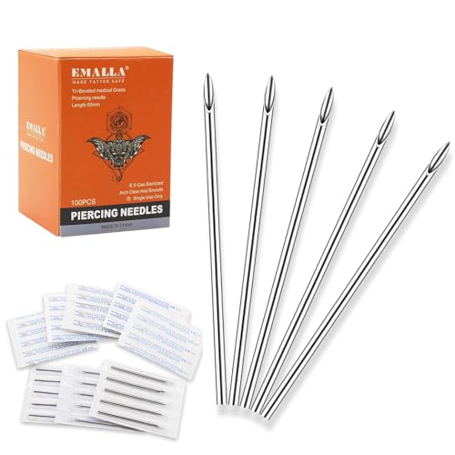 YONGDA 18G 100pcs Professional Piercing Needles - 316L Stainless Steel Jewelry Needles Hollow Design, Ultra-Thin for Lip, Helix Piercing & Jewelry