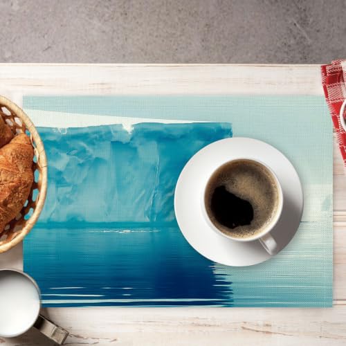 Set de table lavable bleu lin coton pour protéger la table des taches