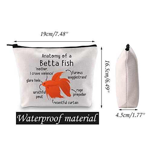 Betta Fish Cosmetic Bag Betta Fish Amante Regalo Anatomia di una Betta Fish Makeup Bag Betta Fish Mamma Regalo Pet Proprietario Regalo, Anatomia di una borsa per pesci Betta - Image 3