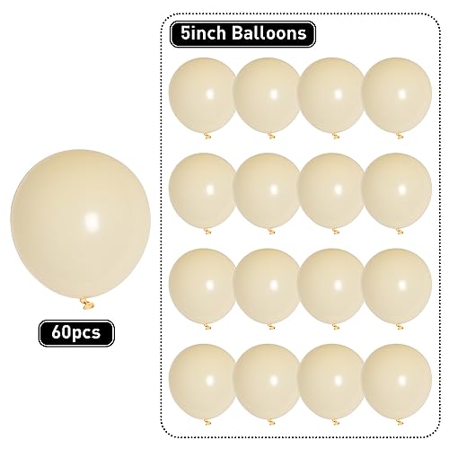Image of Ivory White Balloons 60pcs 5inch Small Cream Balloon for Balloon Garland Arch 5'' Round Mini Neutral Light Nude Latex Balloon for Kids Birthday Party Decoration DIY Baby Shower Wedding Annversary