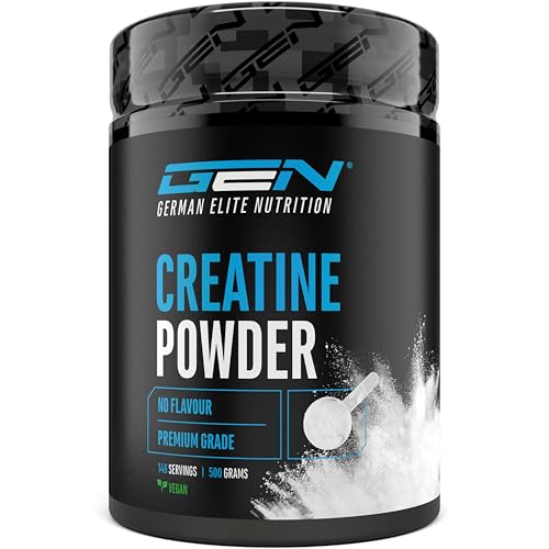 Creatina in Polvere - 500 g - Creatina Monoidrato in Polvere - Solubilità Ottimale e Microfine - Vegan - 146 Usi