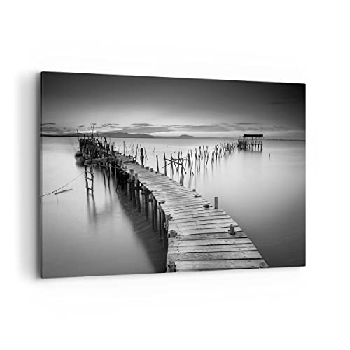 Deco Cadre Décoration Salon mer pont paysage nature Moderne Impression sur Toile 120x80cm Image...