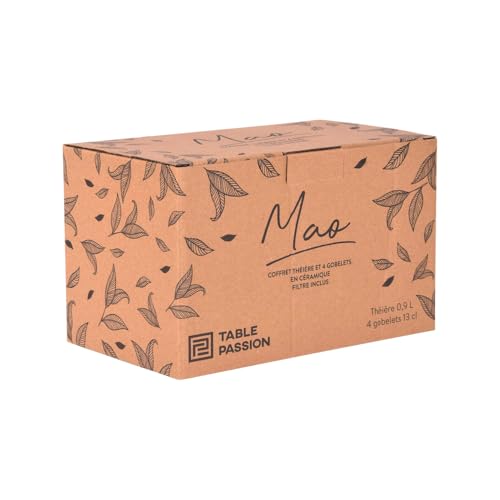 Théière 0,9L Coffret cadeau Table Passion Mao vert 4 gobelets
