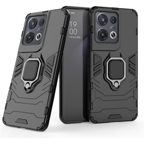 IMEIKONST Compatible with OPPO Reno 8 Pro 5G, Military Grade Shockproof Protective Phone Case with Magnetic Rotatable Ring Kickstand Slim Fit Matte Back Hard Cover for OPPO Reno 8 Pro 5G. Black KK Cover