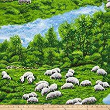 1 Yard - In the Meadow Sheep Allover 100% Cotton Fabric - Officially Licensed (Great for Quilting, Sewing, Craft Projects, Throw Pillows, Quilts & More) 1 Yard X 44"