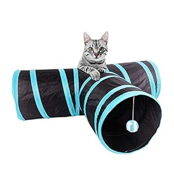 PSK PET MART Black and Blue Feline Cruiser Dog and Cat Folding Tunnel