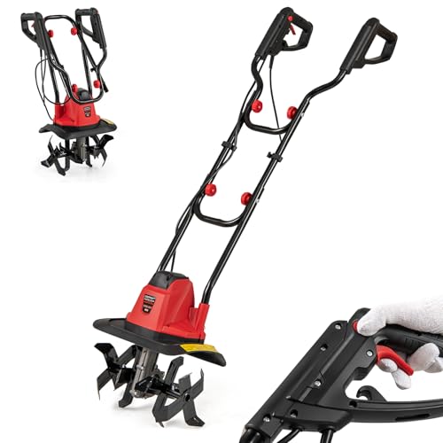 RELAX4LIFE Motobineuse Électrique 1200W/750W avec Câble, Guidon Pliable, 4 Lames, Profondeur de Travail de 22 cm, Cultivateur Électrique Puissant pour Excavation