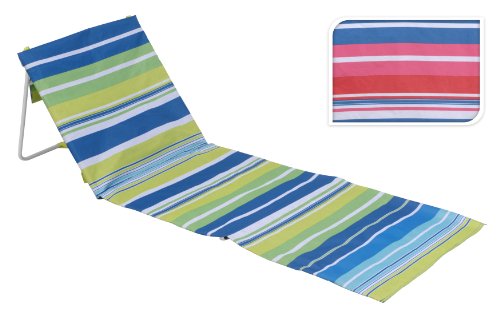 FOLDING BEACH LOUNGER MAT DECK CHAIR (STRIPE GREEN BLUE)
