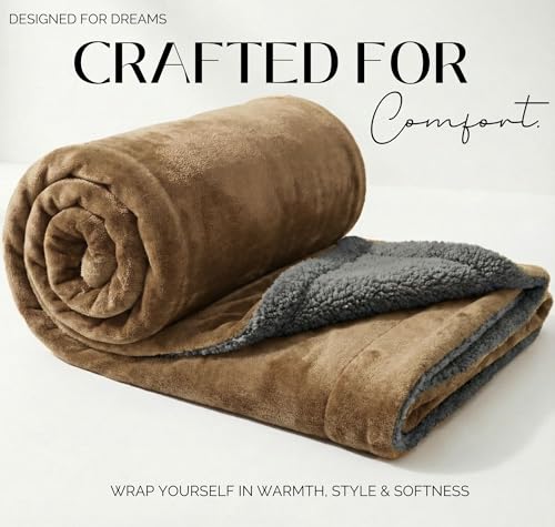Image of VAS COLLECTIONS Premium Ultra-Soft Comforter | 350 GSM Cozy Single Bed Blanket 223x142 cm | Warm Winter Bedding for Bedroom, Soft & Plush Blanket 1100 g (Brown & Grey)