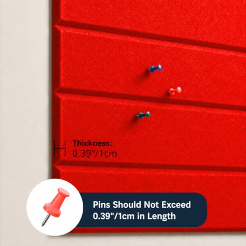 Image of Quiet Canvas Parallel Pinboard, 1x1 ft, Pack of 6, 50 PushPins, (Red)