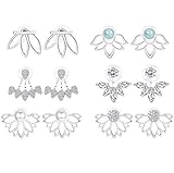 Adramata 6 Pairs Lotus Flower Earrings for Women Girls Simple Chic Fashion Stud Earrings,S