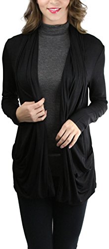 Image of ToBeInStyle Women's Long Sleeve Rib Banded Open Sweater Cardigan