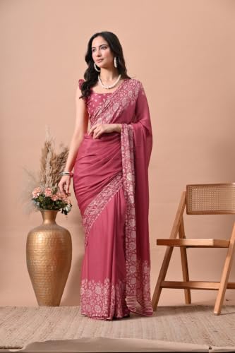 Image of MIRCHI FASHION Women Saree | Chiffon Chevron Zig Zag Printed Office Wear Sari with Blouse
