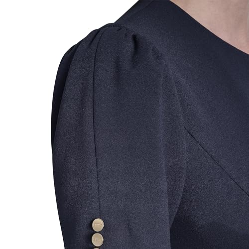 Image of DKNY Women's Button Short Sleeve Fit and Flare Dress