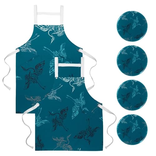 Tablier de serveuse pour cuisine, restaurant et nettoyage à motif oiseau
