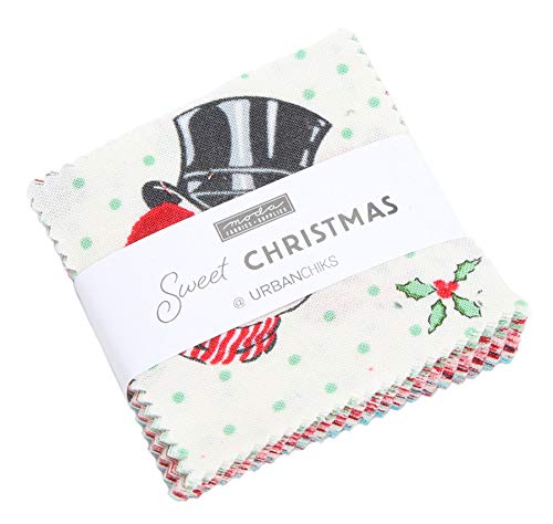 Sweet Christmas Mini Charm Pack by Urban Chiks; 42-2.5 Inch Precut Fabric Quilt Squares