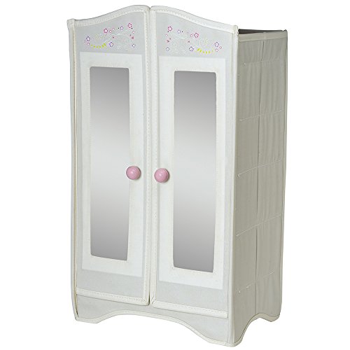 Adora Amazon Exclusive 18” Amazing Girls Doll Closet, Wardrobe Storage Cabinet Includes 3 Hangers and Mirrored Doors