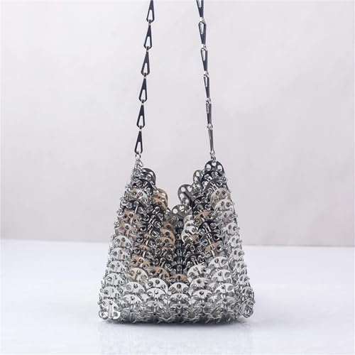 Crossbody Evening Bag Large Capacity Mobile Phone Crossbody Chain Bag Handmade Bag for Women's for Party(Gold)2