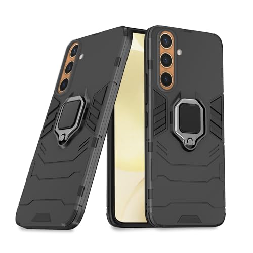 Image of Pikkme Samsung Galaxy S24 5G Back Cover | D5 Tough Armor Bumper | 360 Protection Case | Ring Holder Stand Case for Samsung Galaxy S24 5G (Black)