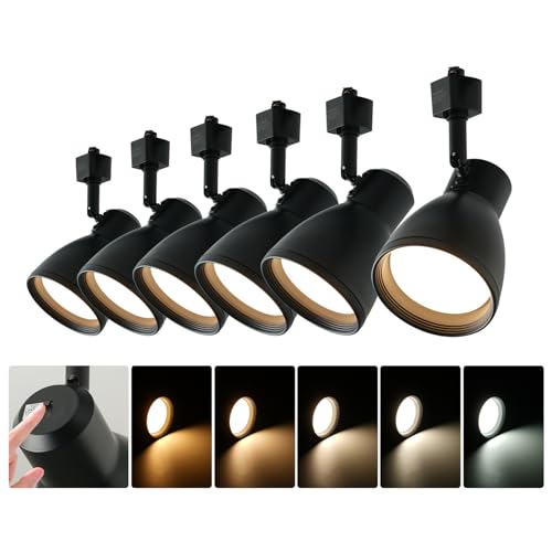 mirrea 5-Color Zoomable H-Type Black Track Lighting Heads, 13.5W LED Track Light Head, 2700K-5000K Adjustable Ceiling Spotlight Fixtures Pack of 6