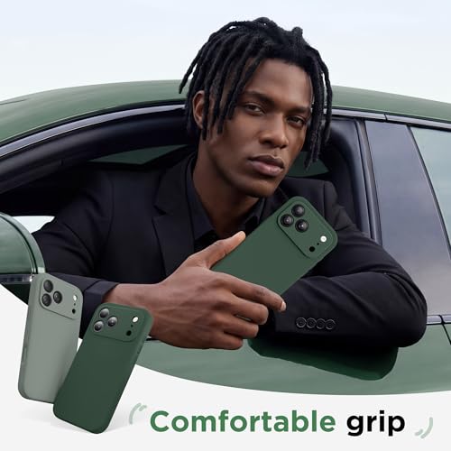 BERFY for iPhone 17 Pro Max Case, Compatible with MagSafe, Built-in Glass Screen Protector, Camera Protection, Shockproof Full Body Phone Case 6.9", Silicone Green by BERFY - Used condition - Image 6