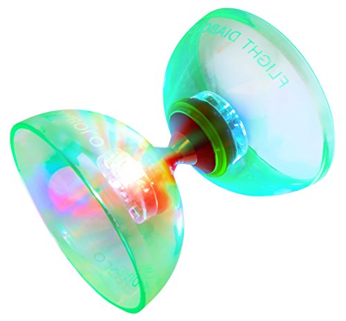 Flight Diabolo Triple Bearing LED Light Up Professional Diabolo / Chinese Yoyo Toy with Aluminum Sticks Translucent Green - Thumbnail 6