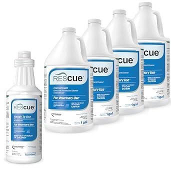 REScue Gallon Concentrate 4 Pack & RTU 32oz Disinfectant Disinfectant Cleaner for Vet Use, Designed to Clean Kennels, Litter Boxes & More
