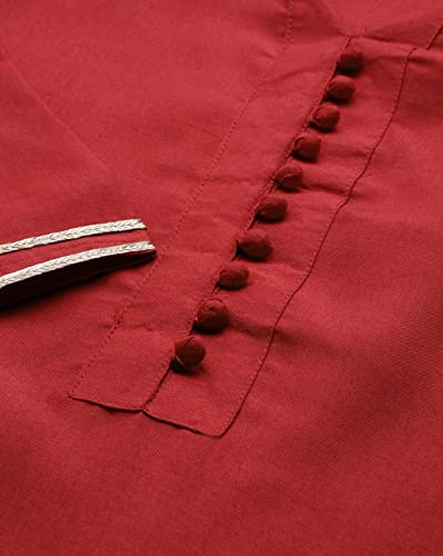 Image of INDO ERA Women's Pure Cotton Solid Straight Kurta with Pant & Dupatta Set (IE26KD4GN1883)