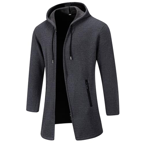 Longue veste d'extérieur coupe-vent homme manteau en tricot zippé et chaud