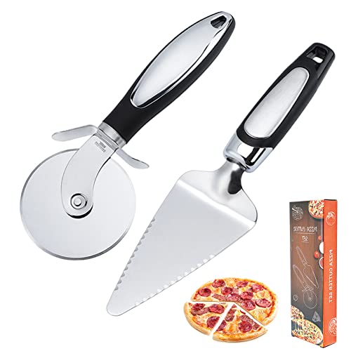 KHDULQ 2 Pièces Roulette a Pizza Set, Roulette Pizza, Coupe Pizza, Coupe Pizza Roulette, Pizza Cutter, Découpe Pizza Roulette for Pizza Slice, Lave-Vaisselle Propre, Pizza Cake Ham Pie thumbnail